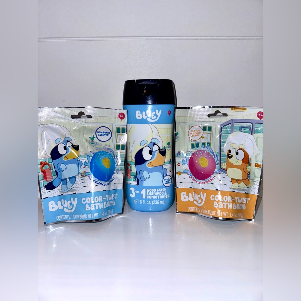 Bluey Bingo Bath Bundle! 2 Bath Bombs & 1 (3in1) Body Wash Shampoo & Conditioner